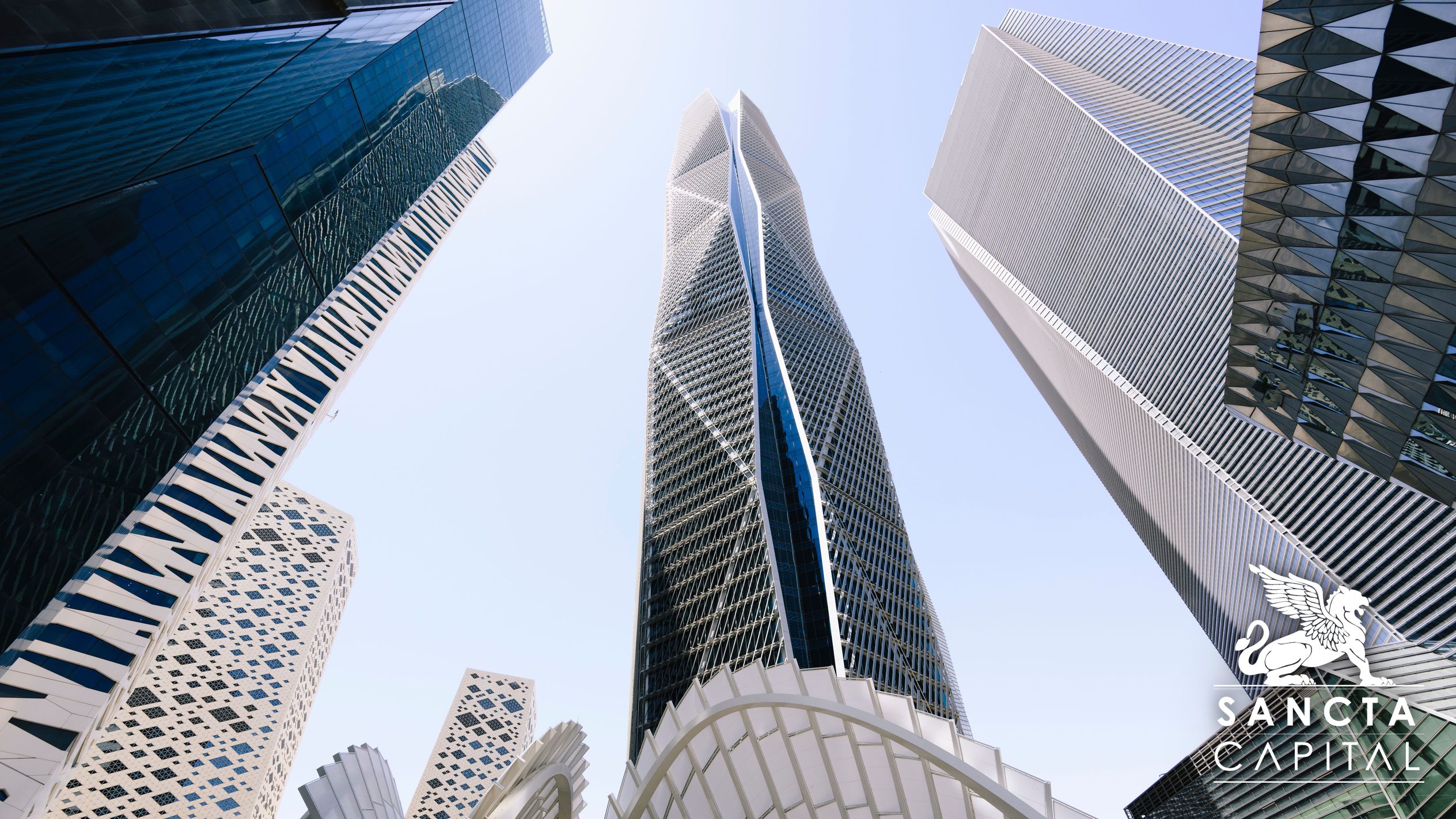 Towers of the King Abdullah Financial District, Riyadh, seen from street level